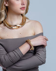 Collana girocollo 3 fili snake base quadrata - Mya Accessories