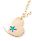 Collana lunga a catena con pendente a cuore con pietra in vetro azzurra - Mya Accessories