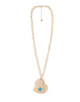 Collana lunga a catena con pendente a cuore con pietra in vetro azzurra - Mya Accessories