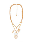 Collana girocollo doppia linea a catena con pendente a medusa smaltata bianca - Mya Accessories