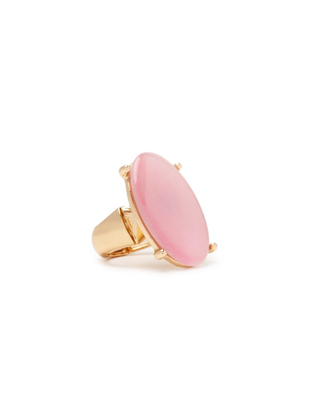 Anello in metallo elastico, con pietra occhio di gatto in vetro rosa - Mya Accessories
