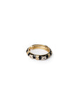 Anello in ottone regolabile smaltato nero con margherite e zirconi - Mya Accessories