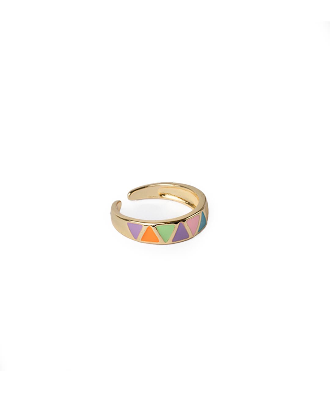 Anello in ottone regolabile con triangoli smaltati multicolore - Mya Accessories