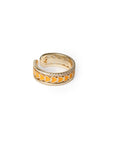 Anello in ottone regolabile a fascia con cuori smaltati arancio e zirconi - Mya Accessories