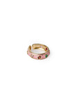 Anello in ottone regolabile smaltato rosa con zirconi multicolore - Mya Accessories