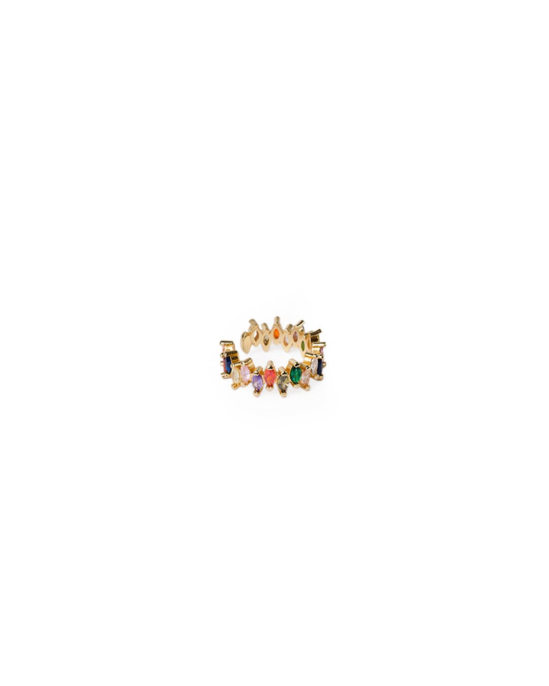 Anello in ottone regolabile con zirconi irregolari multicolore - Mya Accessories