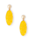 Orecchini in metallo pendenti ovale smaltati giallo - Mya Accessories