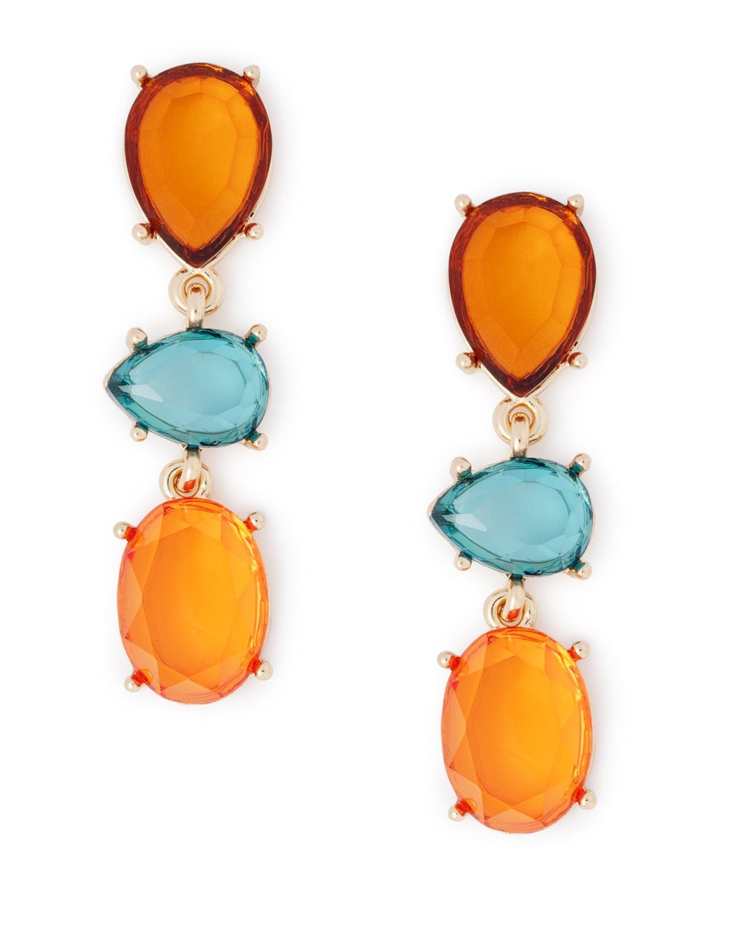 Orecchini in metallo pendenti in resina trasparente tono arancio - Mya Accessories
