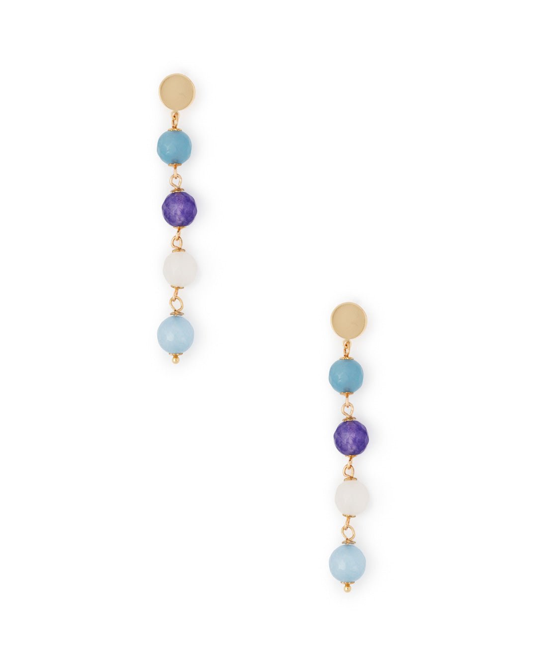 Orecchini pendenti in ottone lunghi con pietre dure multi blu - Mya Accessories
