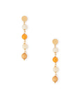 Orecchini pendenti in ottone lunghi con pietre dure multi beige - Mya Accessories