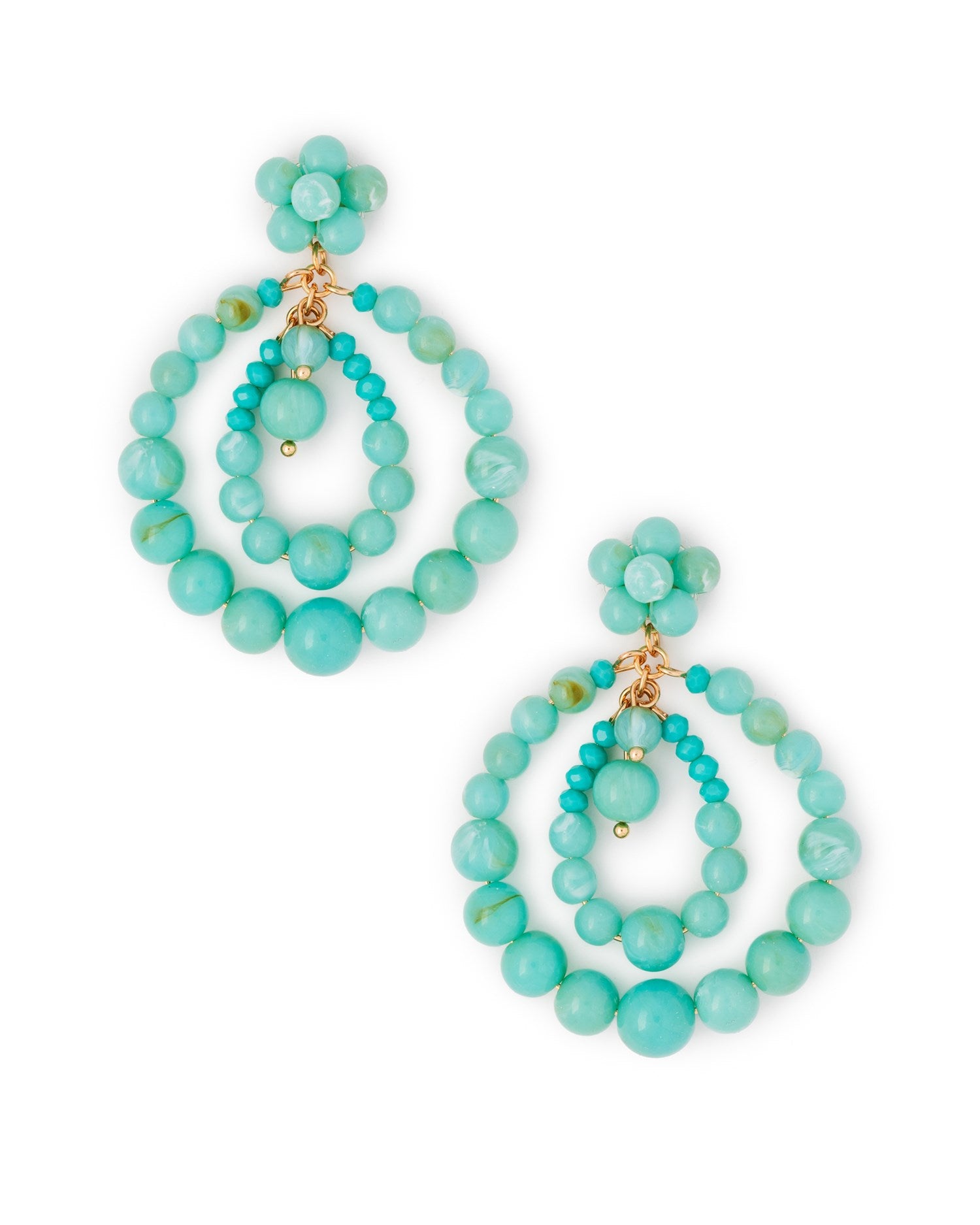 Orecchini strutturati a goccia con perline in acrilico turchese - Mya Accessories