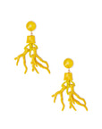Orecchini in resina pendenti con rami in corallo senape - Mya Accessories