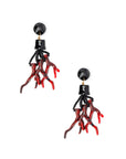 Orecchini in resina pendenti con rami in corallo nero con sfumature rosse - Mya Accessories