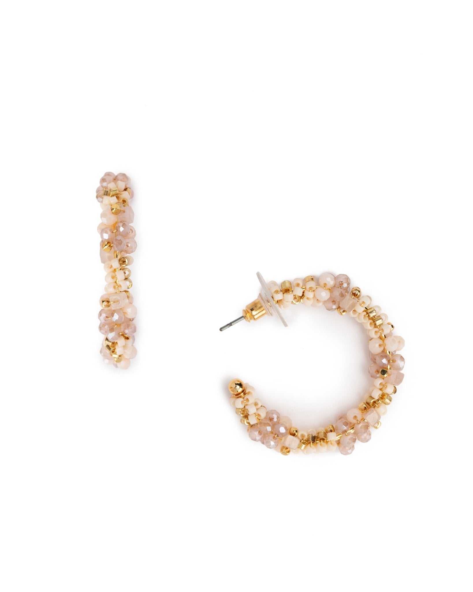 Orecchini a semicerchio con microcristalli tono rosa - Mya Accessories