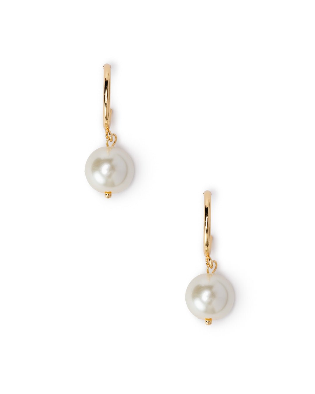 Orecchini con cerchio e perla pendente in vetro bianca - Mya Accessories