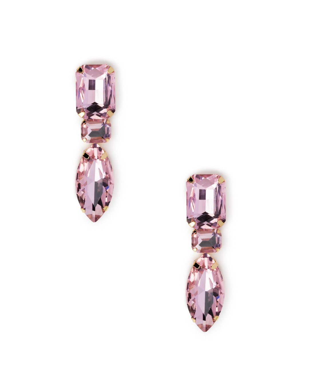 Orecchini pendenti in vetro tono rosa - Mya Accessories