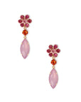 Orecchini pendenti metallo con margherite in vetro multi rosa - Mya Accessories