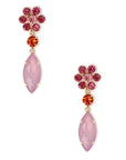 Orecchini pendenti metallo con margherite in vetro multi rosa - Mya Accessories