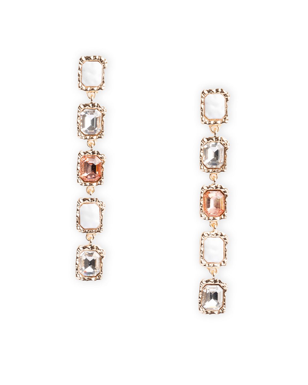 Orecchini pendenti in metallo con pietre in vetro multi - Mya Accessories