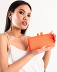 Borsa clutch clic clac tessuto arancio fluorescente - Mya Accessories