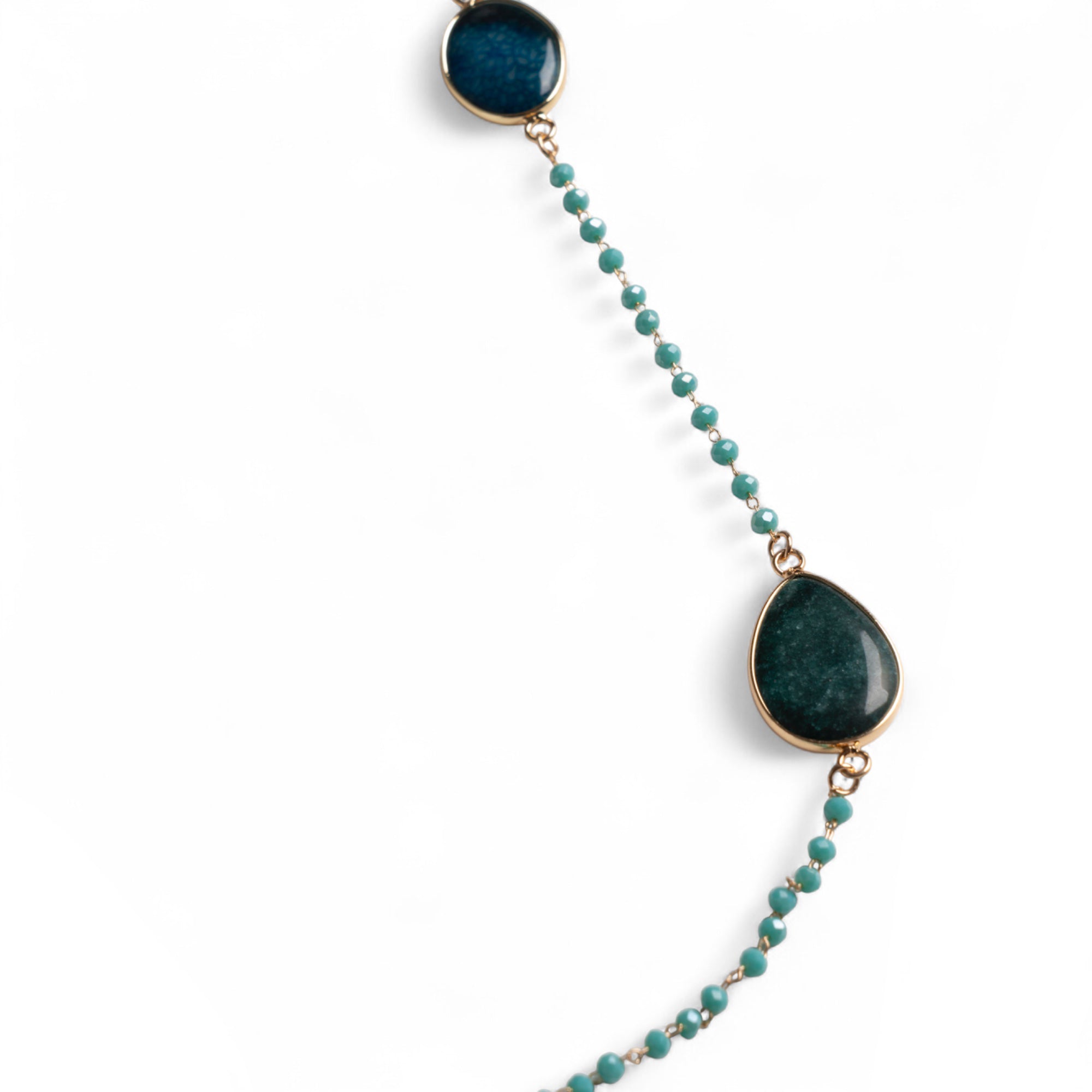 Collana lunga con micro cristalli in vetro e pietre dure a goccia turchesi - Mya Accessories