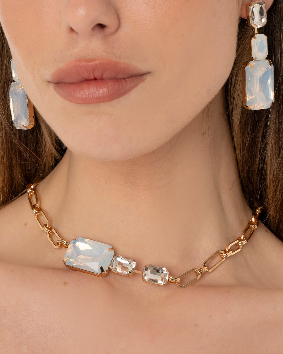 Collana girocollo a catena con inserti in vetro crystal - Mya Accessories