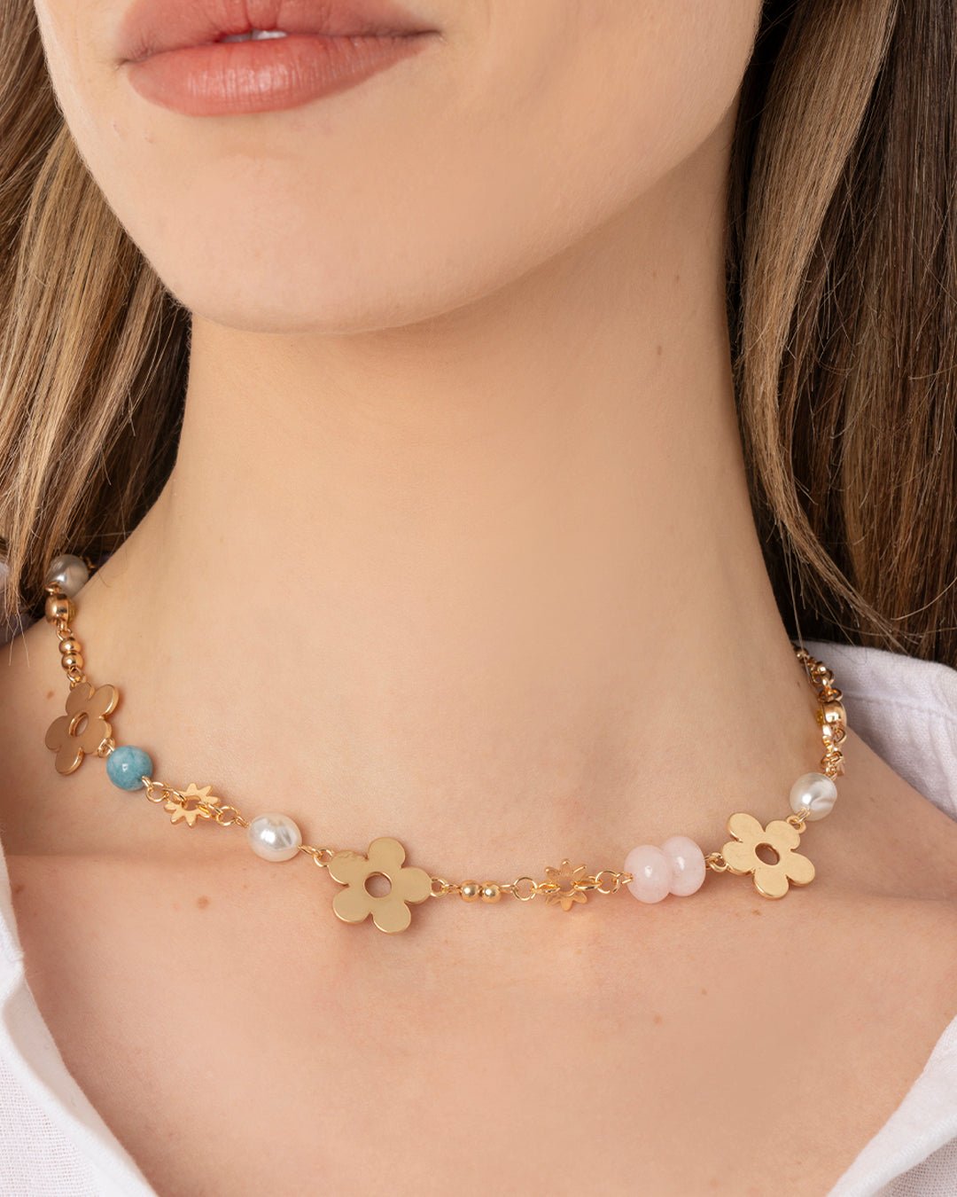 Collana girocollo con fiorellini in metallo - Mya Accessories