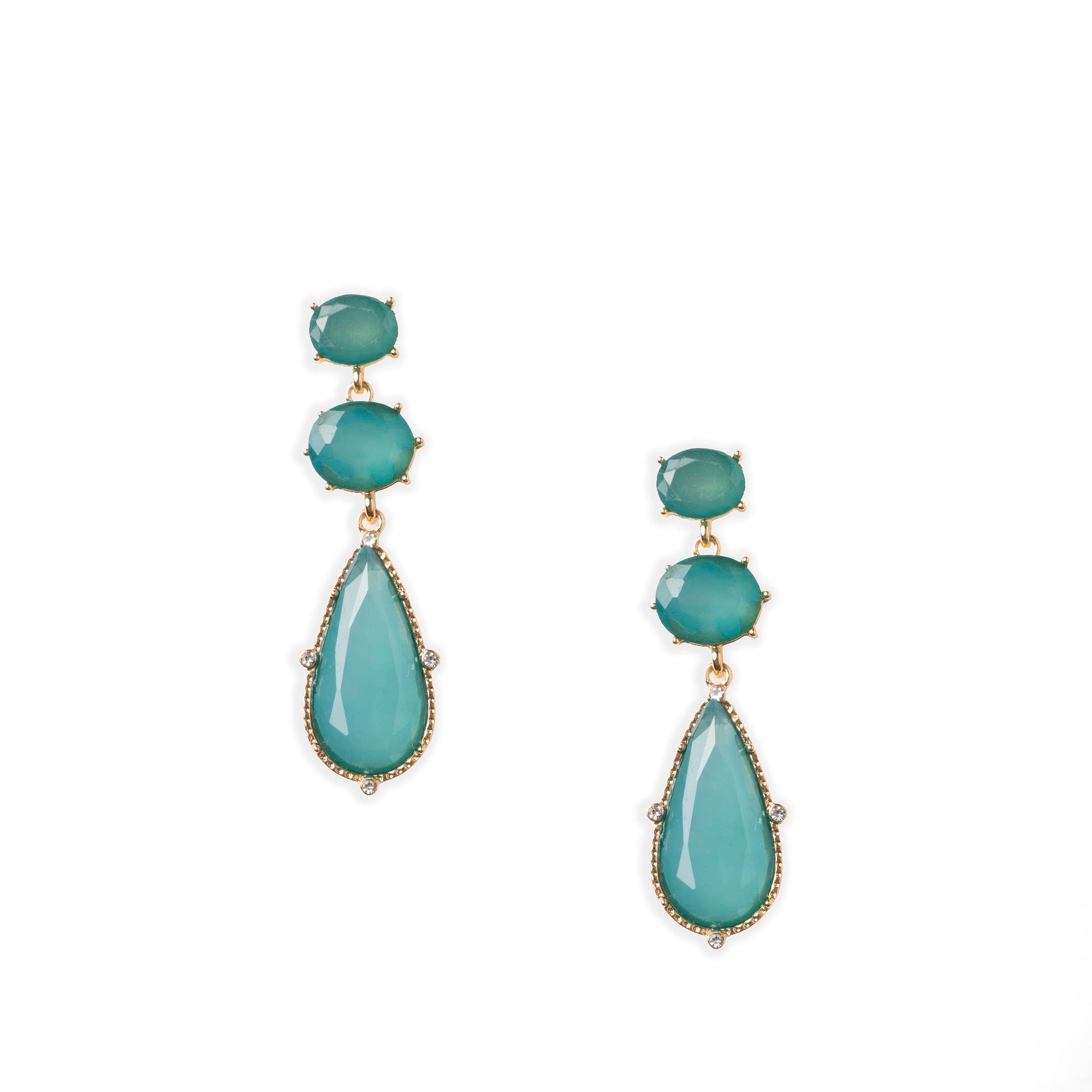 Orecchini pendenti con pietre dure tono verde - Mya Accessories