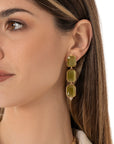 Orecchini pendenti con tre pietre in vetro verde - Mya Accessories