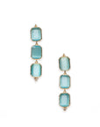 Orecchini pendenti con tre pietre in vetro azzurro - Mya Accessories