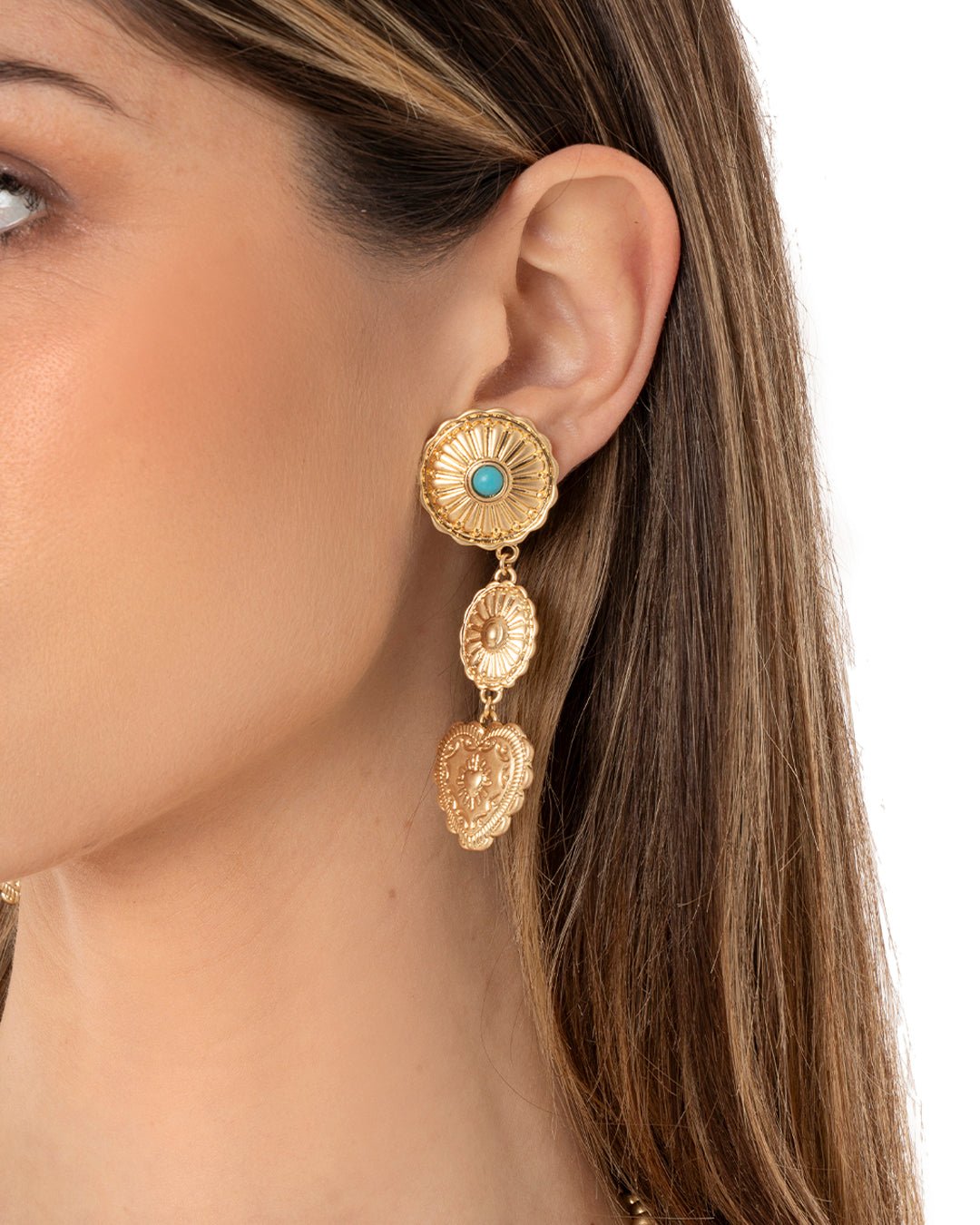Orecchini pendenti a cuore in metallo - Mya Accessories