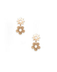 Orecchini pendenti con doppio fiore in metallo - Mya Accessories