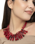 Collana girocollo acrilico con rami tono corallo - Mya Accessories