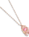 Collana lunga a catena con micro cristalli e pendente ricoperto di pietre dure rosa - Mya Accessories