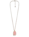 Collana lunga a catena con micro cristalli e pendente ricoperto di pietre dure rosa - Mya Accessories