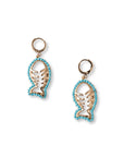 Orecchini pendenti a lisca di pesce con perline in vetro azzurre - Mya Accessories
