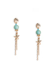 Orecchini pendenti con perla di fiume turchese, stella marina e catene - Mya Accessories