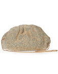 Borsa clutch tessuto in paglia beige con fondo blu - Mya Accessories