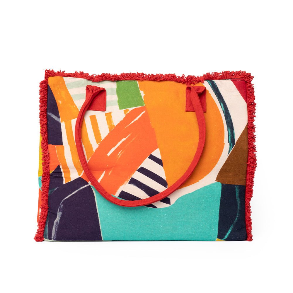 Borsa mare in cotone con stampa multicolore - Mya Accessories