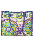 Borsa mare in cotone con stampa a fiori viola e verde - Mya Accessories