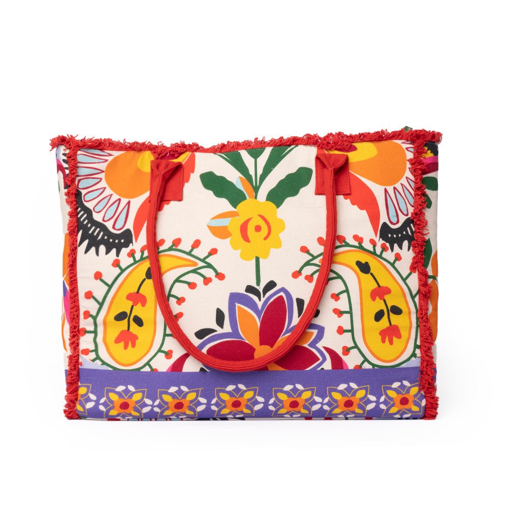 Borsa mare in cotone con stampa multicolore - Mya Accessories