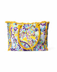 Borsa mare in cotone con stampa floreale viola e gialla - Mya Accessories
