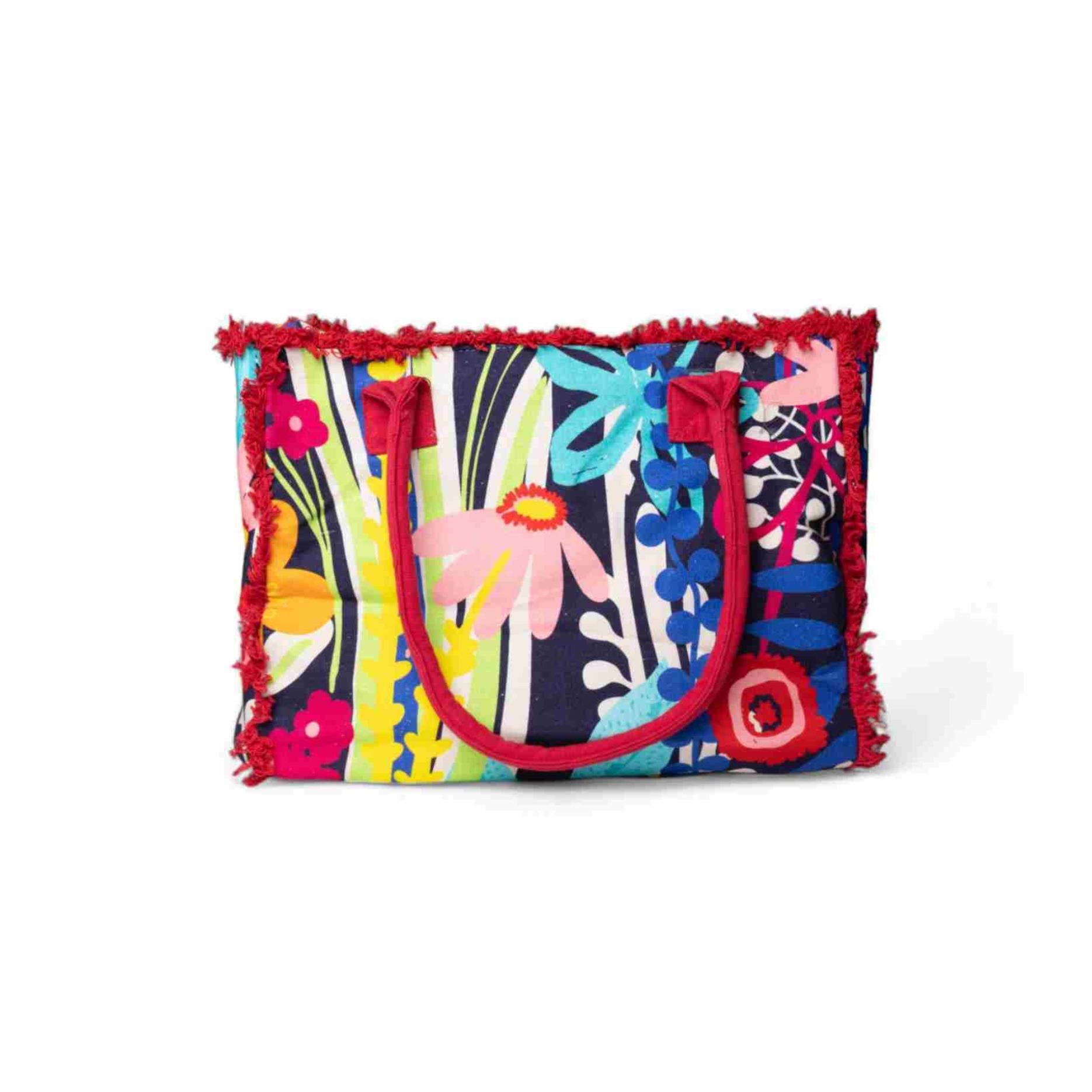 Borsa mare in cotone con stampa con motivo floreale multicolore - Mya Accessories