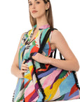 Borsa mare in cotone con stampa multicolore - Mya Accessories