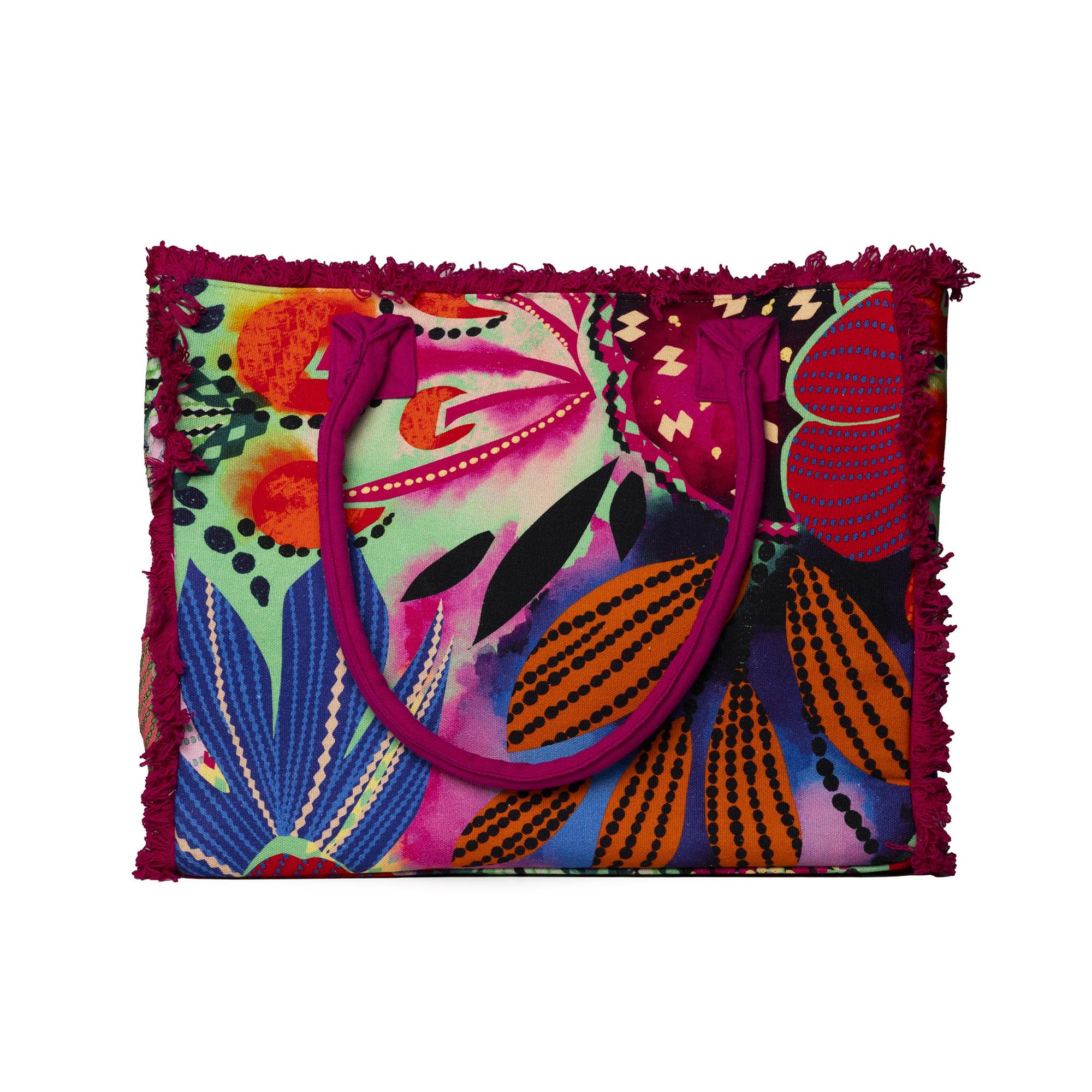 Borsa mare in cotone con stampa a fiori multicolore - Mya Accessories