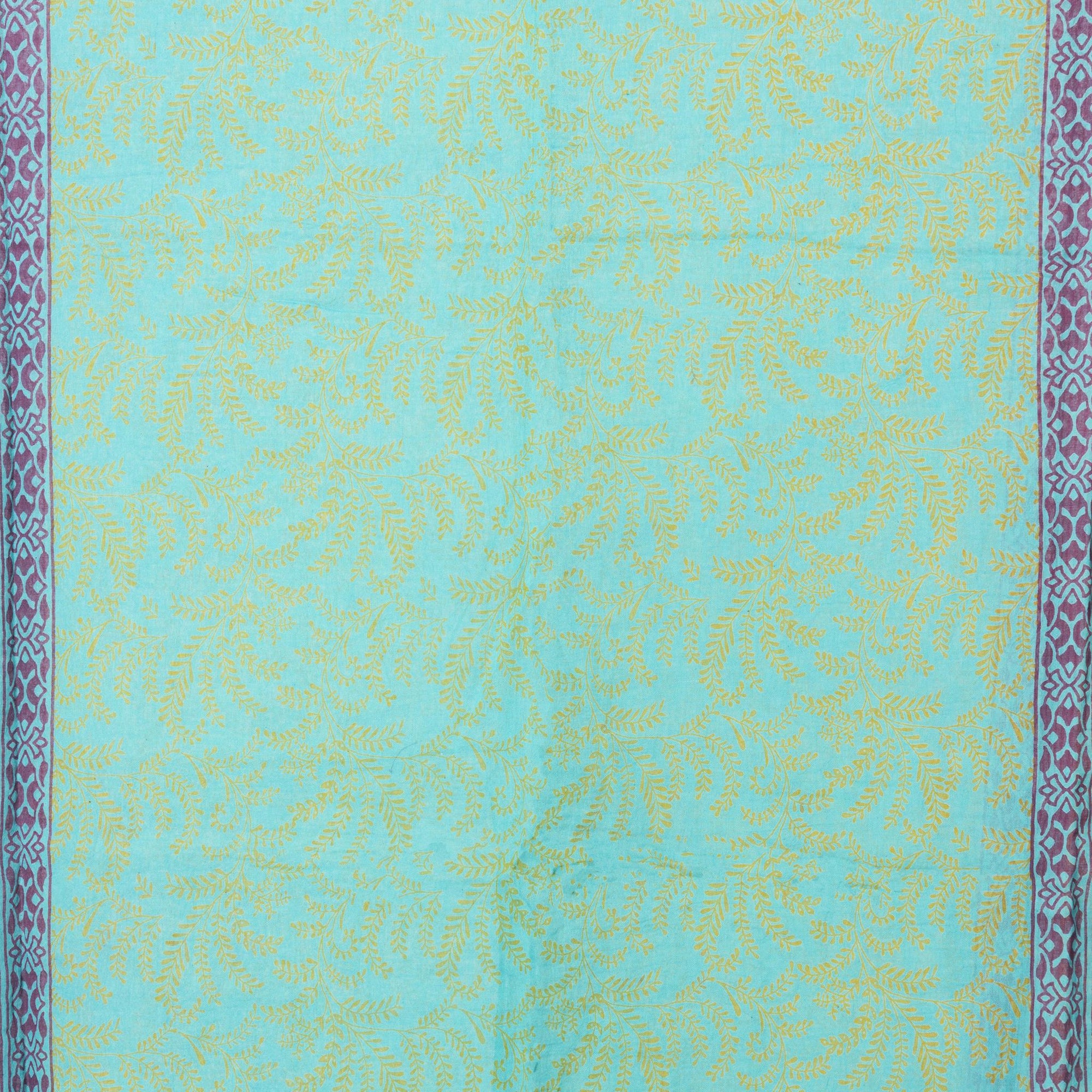 Pareo in cotone con stampa a mano tono turchese - Mya Accessories