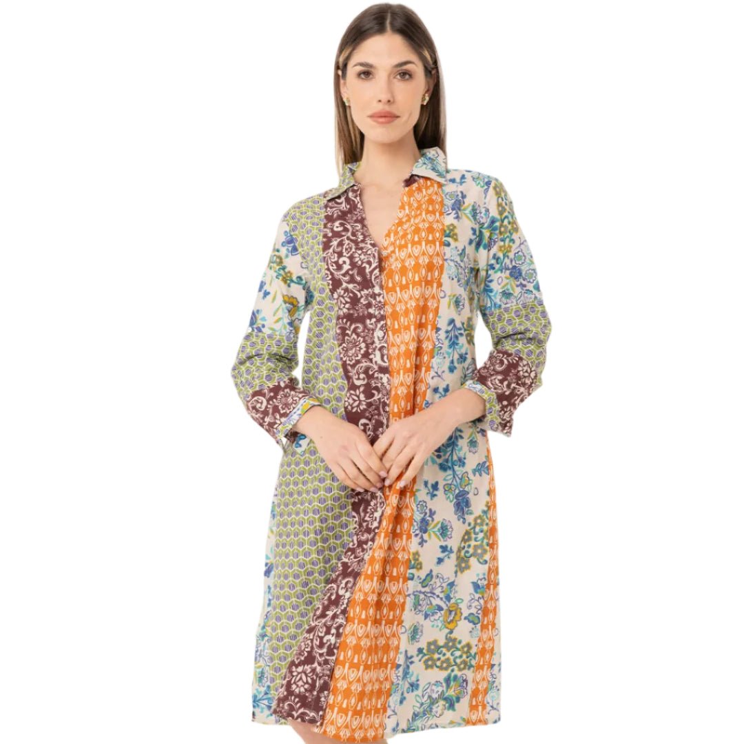 Vestito a camicia con stampa a fiori multicolore - Mya Accessories