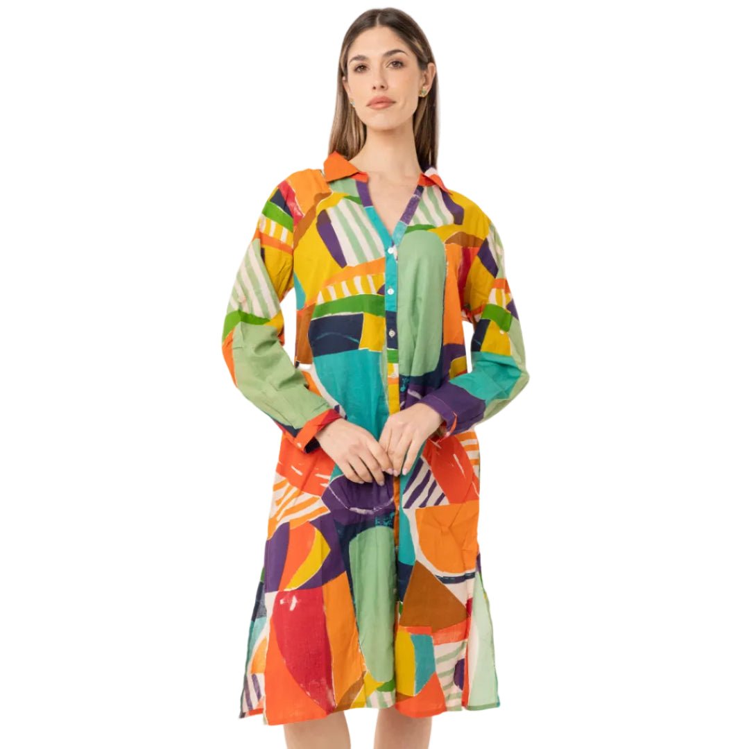 Vestito a camicia con stampa multicolore - Mya Accessories