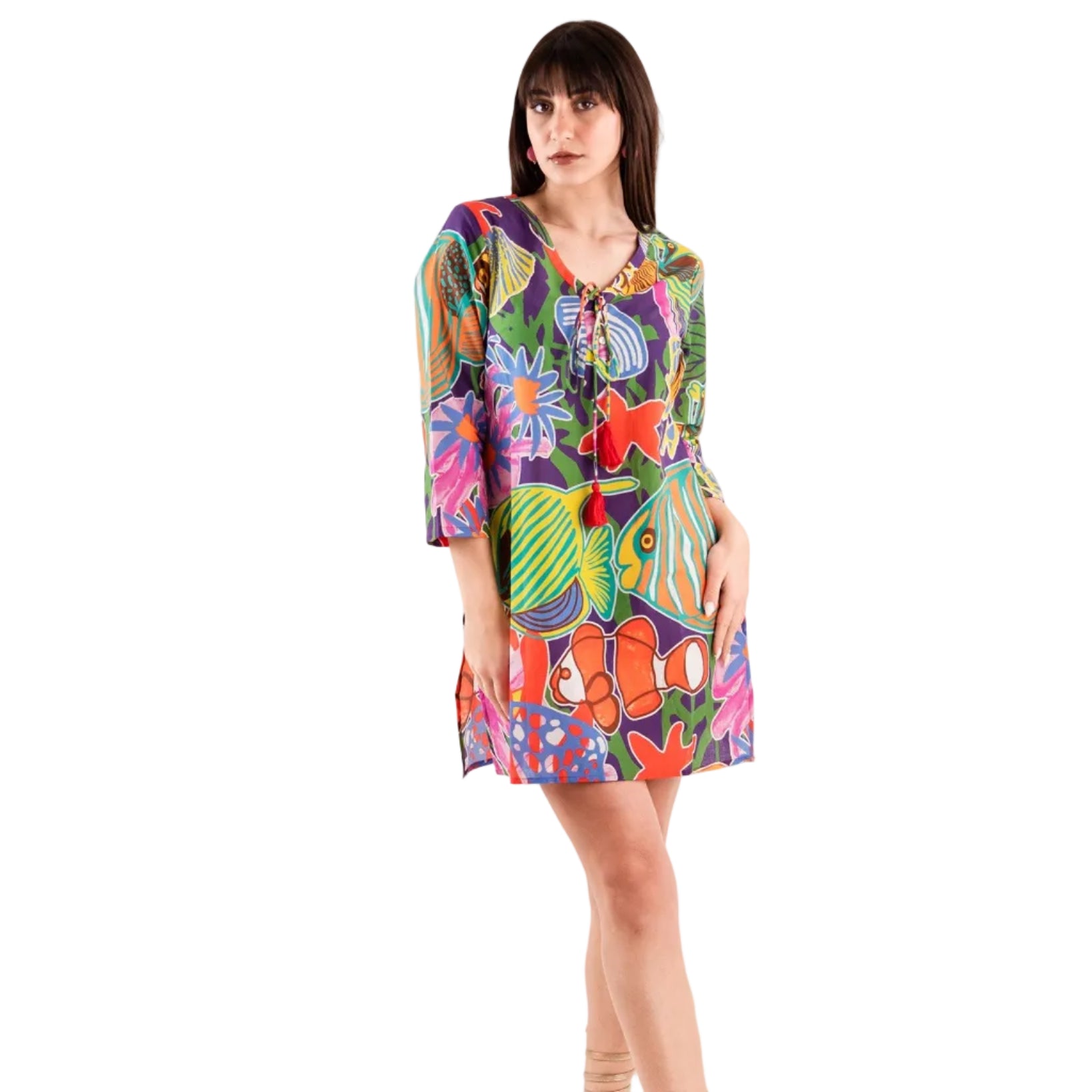 Vestito corto con stampa marina multicolore - Mya Accessories