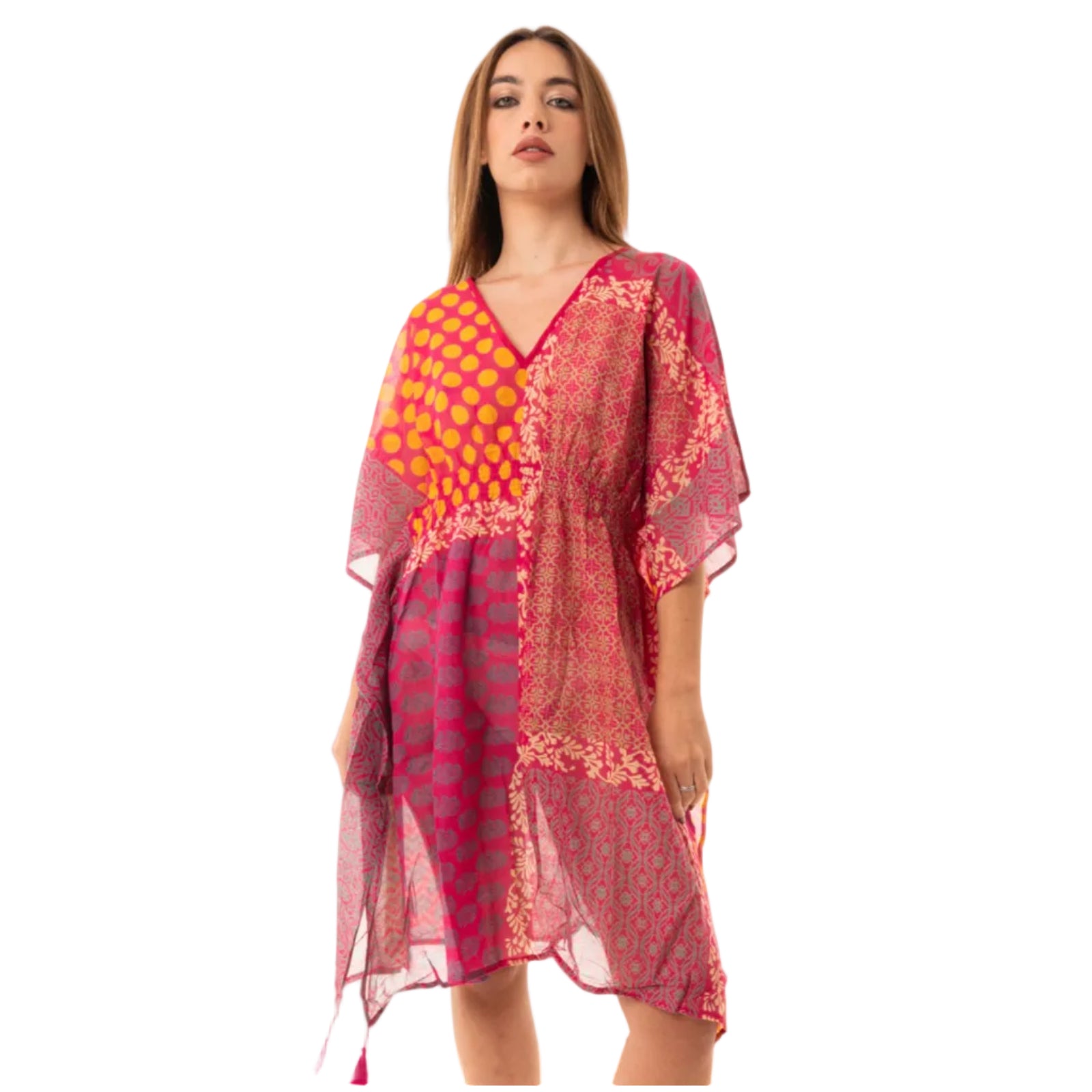 Vestito/copricostume in cotone con stampa tono fucsia - Mya Accessories
